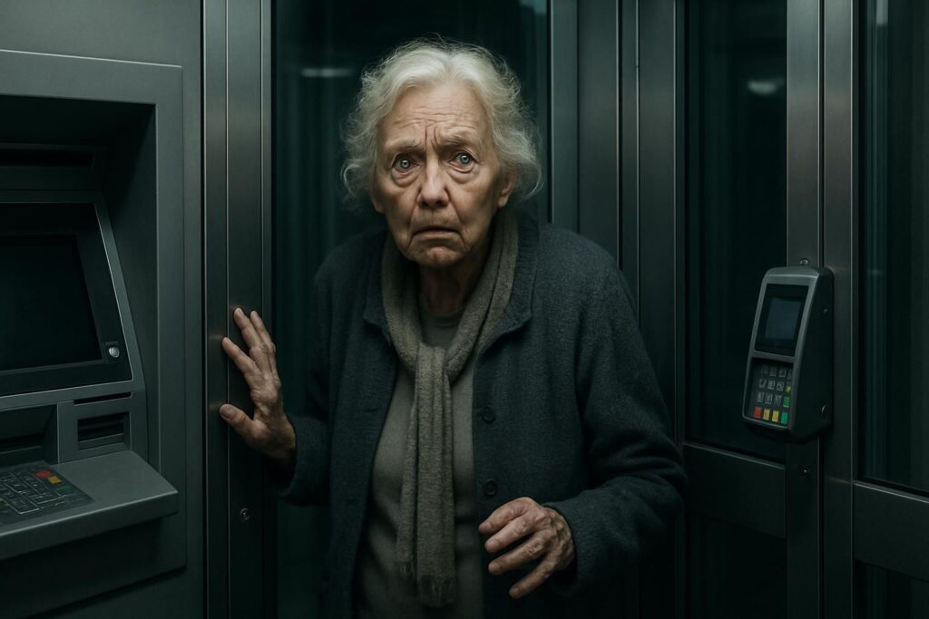 À 80 ans, privée de téléphone, une femme se retrouve prisonnière d&rsquo;un sas bancaire : récit d&rsquo;un calvaire inattendu