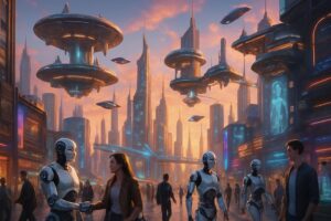 REGARDS CROISÉS | Le Futur d&rsquo;Hier : Imaginer 2026 à Travers les Villes Volantes et les Robots des Futuristes
